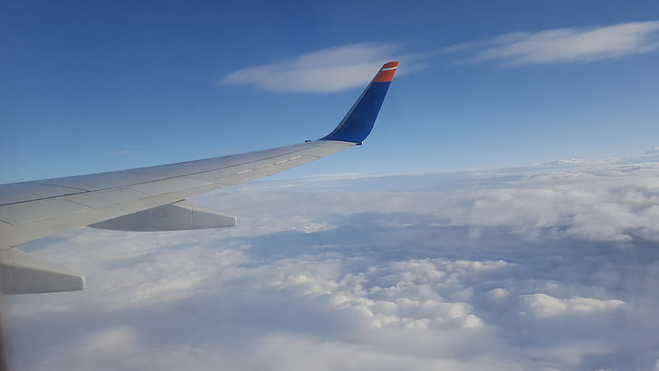 航空機, 雲, 空, 飛ぶ, 翼