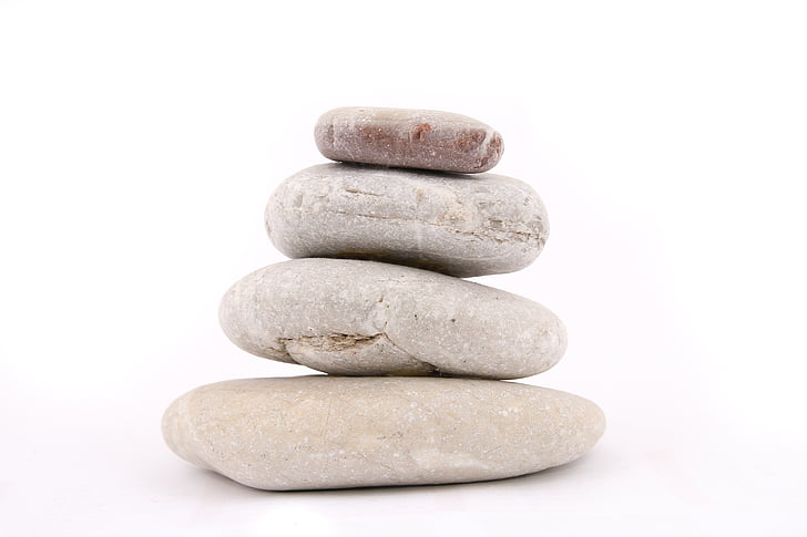 Các loại đá, đá, trên nền trắng, Zen, thiền định, hòa bình của tâm, ngăn xếp