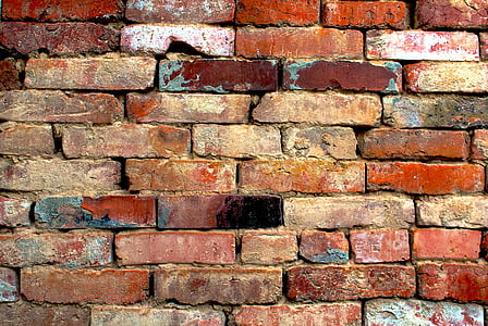 Cegła, ściana, mur z cegły, tło, pomarańczowy, brązowy, cegły