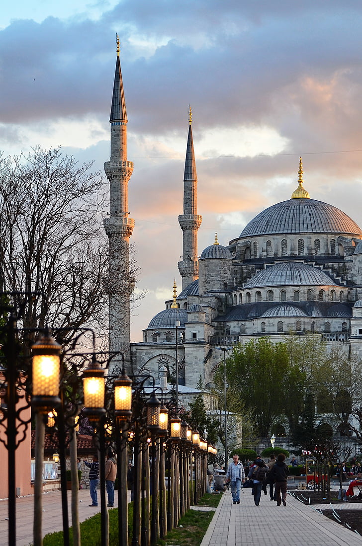 mošeja, Istanbul, Islam, Turcija, arhitektūra, saulriets, pilsēta