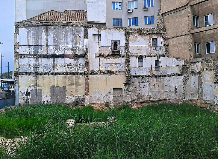 gebouwen, afgebroken bewonerscollectieven, stad, Athene, wallside, oude, ruïnes