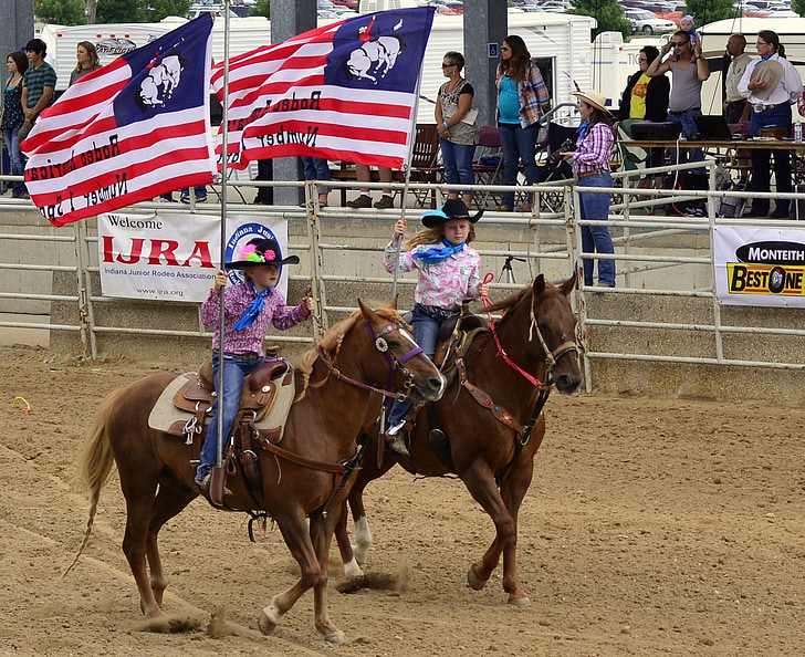 Rodeo, atlar, bayrak, ABD, Amerika, kot pantolon, ülke