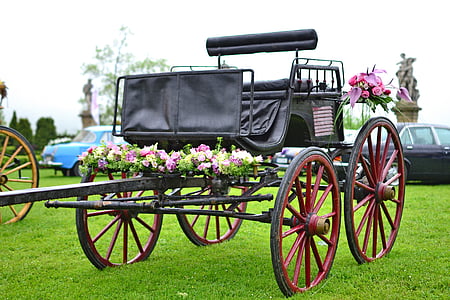 транспортного засобу весілля, кабіни, історичний, протягом тривалого часу, квіти, прикраси весілля, весілля процесії