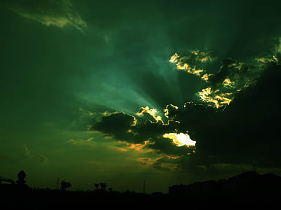 escuro, a tempestade, tempo, céu, nuvem, pesado, verde