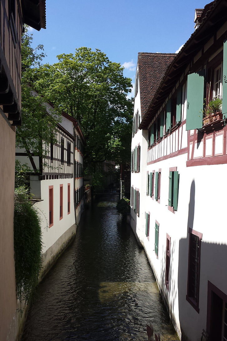 Basel, Schweiz, historisk set, hjem, vand, kanal, hus