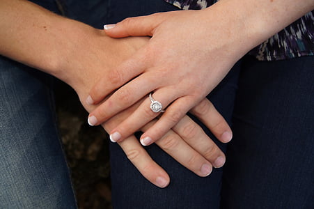 ręce, pierścień, obietnica, zaangażowanie, miłość, ślub, małżeństwo