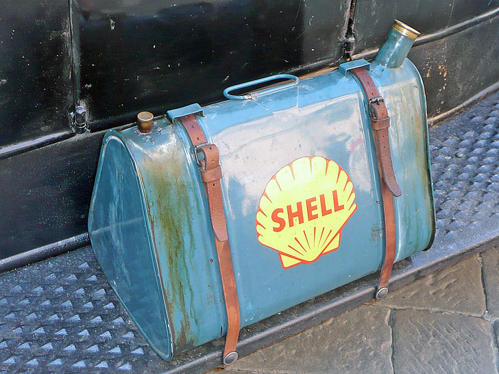 Oldtimer, beholderen, bensin canister, Shell
