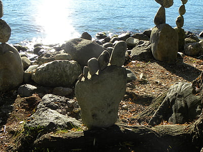 batu, patung, Danau Zurich, keseimbangan, meditasi, sisanya, diam