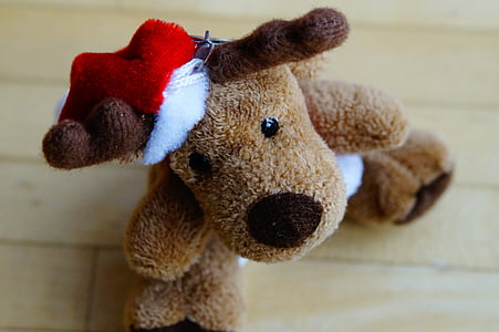 лось, північний олень, Різдво, талісман, м'яка іграшка, плюшевий ведмедик, взимку