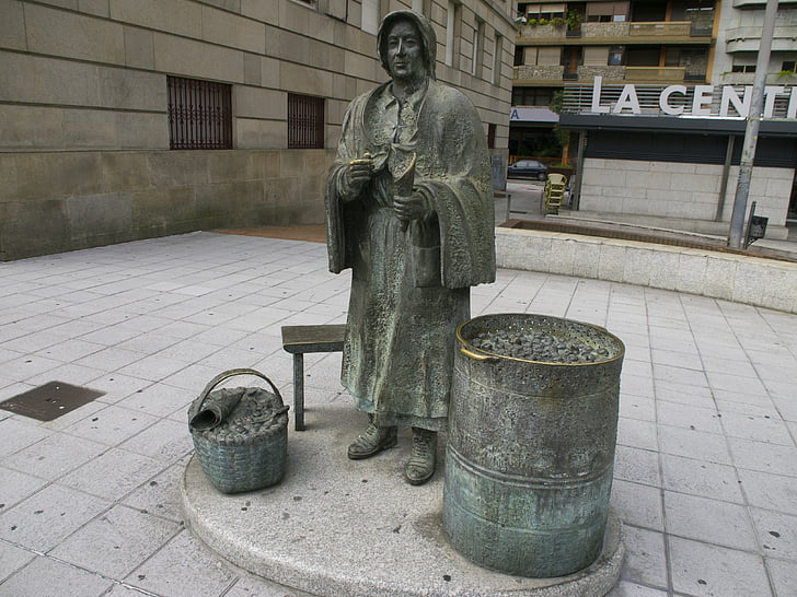 castiñeira, statuen, kvinner, bronse, Ourense, Xosé cid, Spania