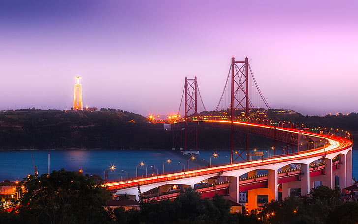 Lissabon, Portugal, Stadt, Urban, Brücke, Sonnenuntergang, Dämmerung