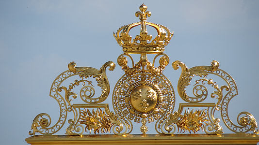 inträde, rutnät, förgyllning, slott, Versailles, Frankrike