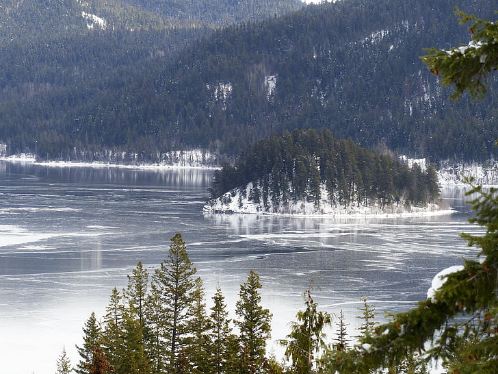 Canim lake, British columbia, Kanada, vinter, snö, kalla, säsong