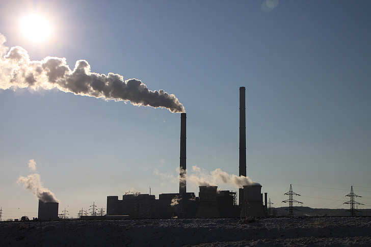 niebieski, CO2, dwutlenek, energii, gazów, cieplarnianych, zanieczyszczenia