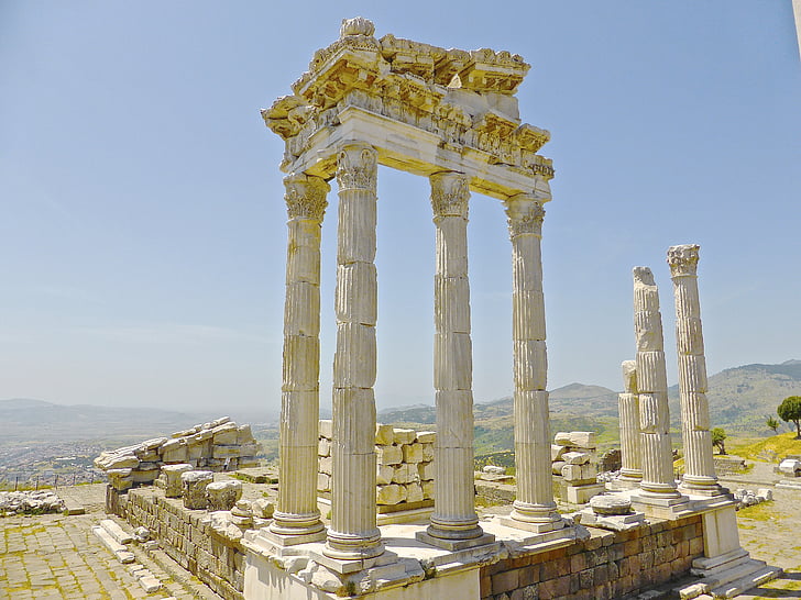 reruntuhan, kuno, Turki, Romawi, kolom, klasik, antik