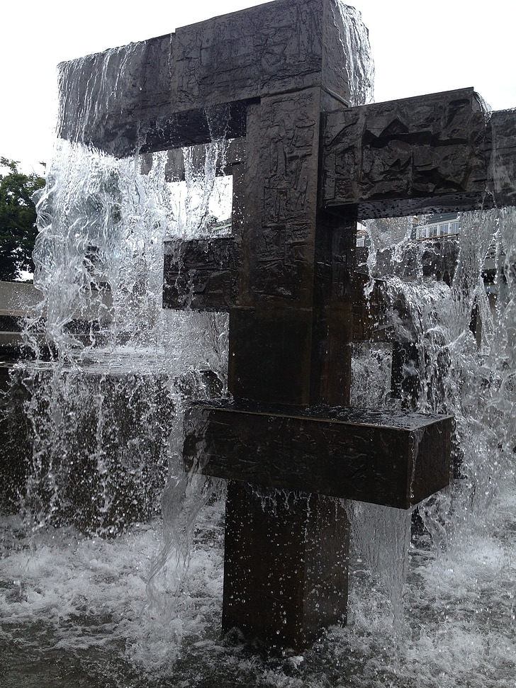fontána, vody, mesto, Urban