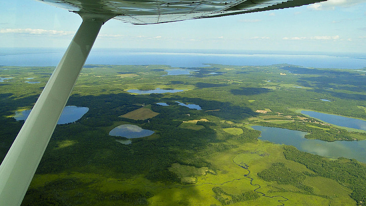 flyvende, antenne skud, Minnesota, søen mille lacs, flyvning, 4000 ft, Sky