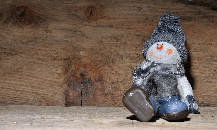 hombre de nieve, Figura, cacahuetes, tuercas, madera, Deco, decoración