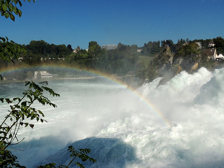 arco-íris, reinfall, Suíça, água, paisagem, natureza, Cachoeira
