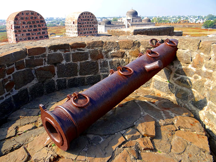 gulbarga fort, bahmani dynasty, indo-persian, architecture, canon, karnataka, india