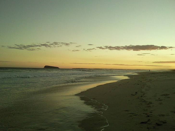 Playa, puesta de sol, mar, Océano, agua, cielo, naturaleza