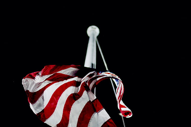 pal, nord-americà, Bandera, vermell, ratlles, bandera americana, EUA