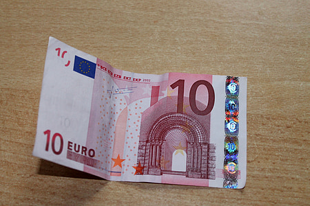 dolerių, euro, valiuta, vekseliai, popieriniai pinigai, 10 eurų