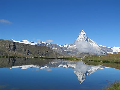 zermatt, mirror lake, mountains, view, lake, hike, alpine