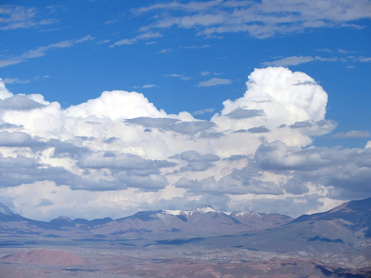 nubes, montañas, azul, Blanco, cielo, los Andes, paisaje