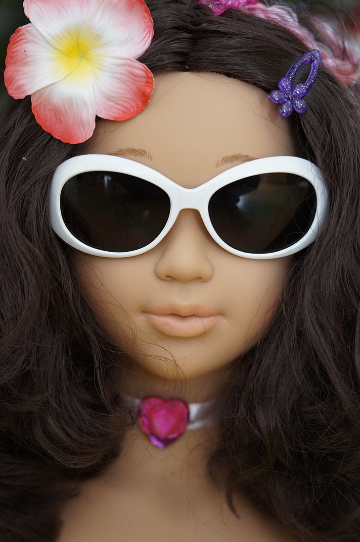 doll, display dummy, face, diva, head, sunglasses, doll face
