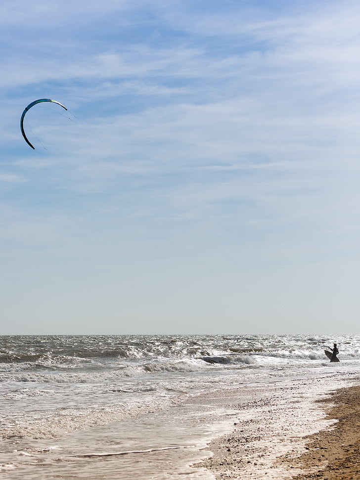 persona que practica surf kite, viento, mar, cielo, persona que practica surf, de surf, deporte