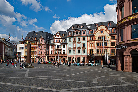 trgu, Mainz, Sachsen, Nemčija, Evropi, staro stavbo, staro mestno jedro