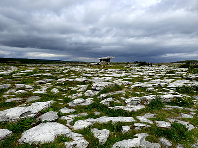 dolmen, stones, past, ireland, clouds, cloudy, cold