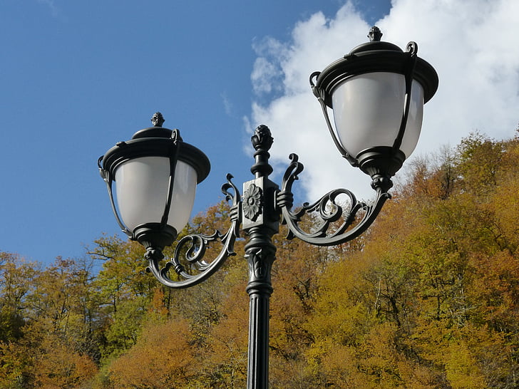 autumn, lamp, streetlights