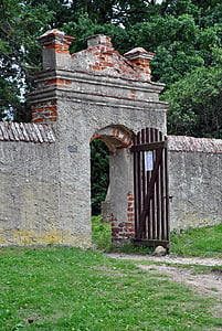 objetivo, pared, entrada, puerta, antiguo, piedra, edificio