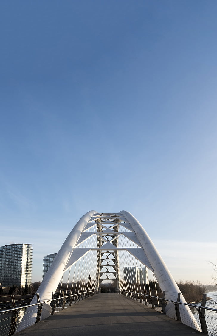 boog, boogbrug, brug, centrum, Engineering, Humber Bay Arch Bridge, Toronto
