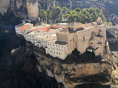 бассейн, Отель Parador, Монастырь, панорамный вид, Гора, Архитектура, известное место