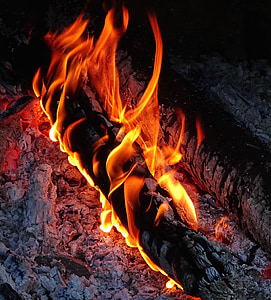 brand, warmte, hout, vlam, Embers