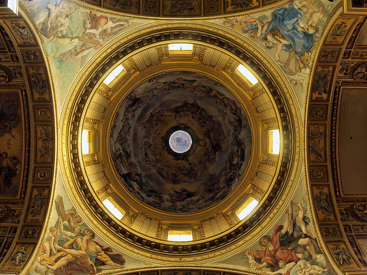 basilica, sant andrea della valle, rome, dome, italy, ceiling, decor
