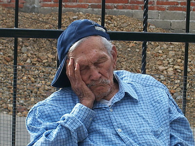 祖父, 古い, 高齢者, 睡眠, 休憩, 残りの部分, シニアのアダルト
