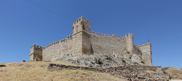 Castle, panorámás, santa olalla, Cala, Spanyolország