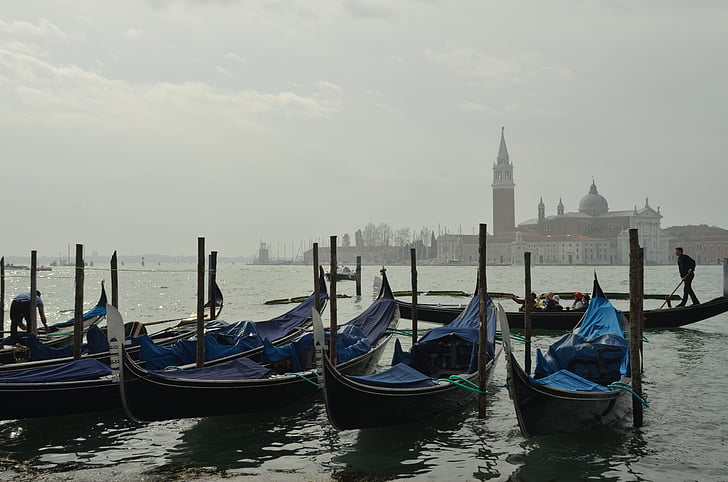 Italien, Venedig, gondol, gondoljär, vatten, Lagoon, båt