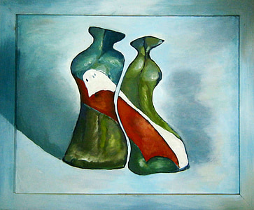 vases, s’emboîtent, homme, femme, relation, paire, peinture