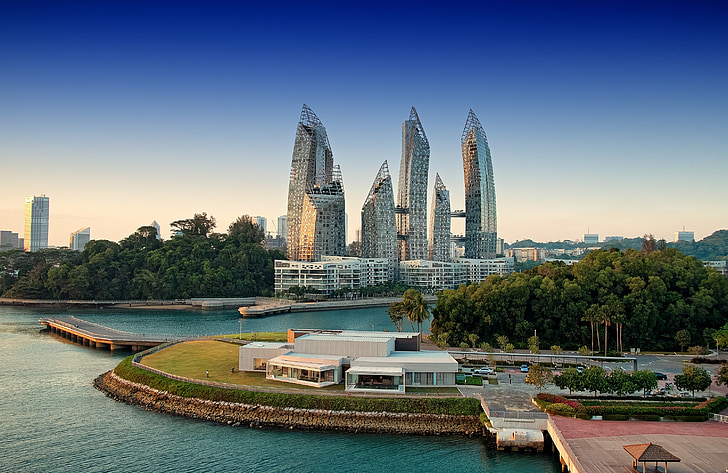 Singapour, Skyline, paysage urbain, ville, l’Asie, gratte-ciel, moderne