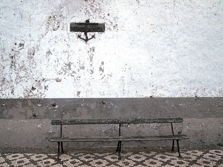 anchor, wall, bench, vintage, old, seat, no people