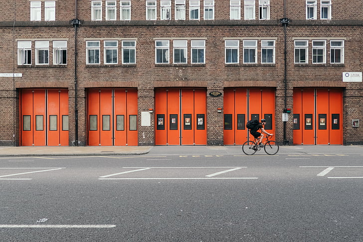 Πυροσβεστική, πόρτες, πύλες, κόκκινο, πορτοκαλί, τμήμα, πυροσβέστης
