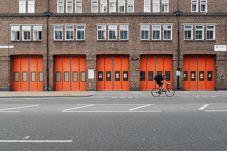 tűzoltóság, ajtók, kapuk, piros, narancs, osztály, tűzoltó