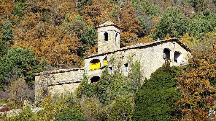 αγροικία, Καταλανικά, Εκκλησία, κατασκευή, αγροτική, αρχιτεκτονική, προοπτική