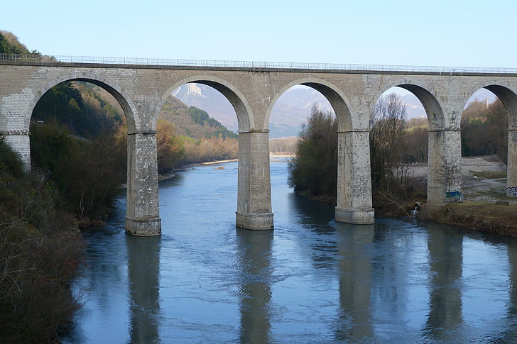 landschap, brug, het platform, de rivier de durance, Haute provence, Frankrijk, reflecties