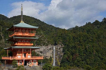 strada antica di Kumano, patrimonio dell'umanità, Giappone, cascata, Asia, Tempio - edificio, Buddismo